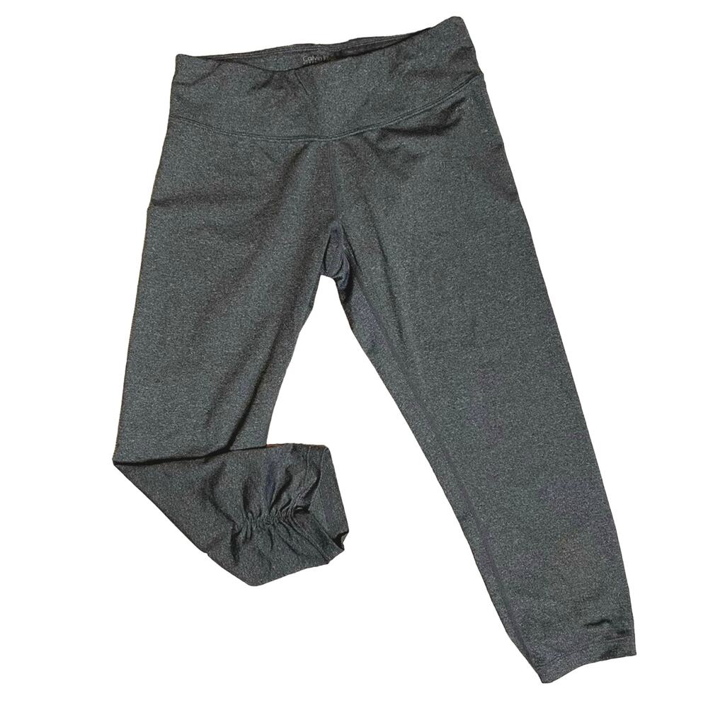 Calvin Klein Grey Performance Leggings SIZE SMALL Cropped Hidden Pocket Shirred